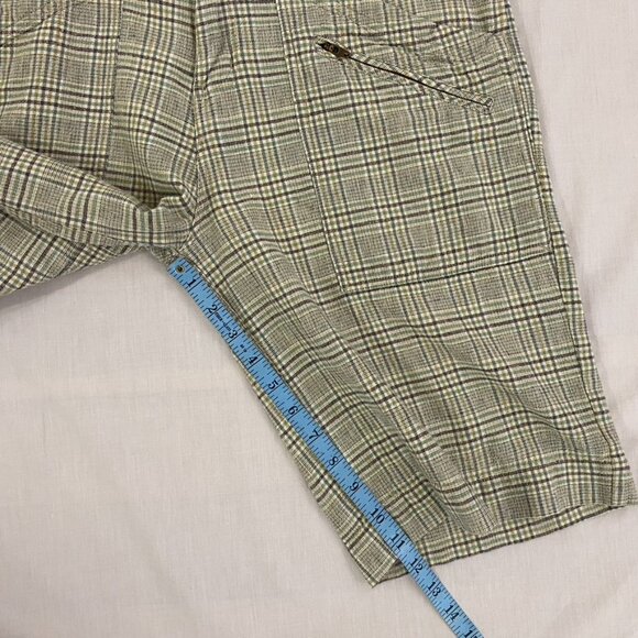 Brown Sound Plaid Linen Shorts Men's Size 32 Zip Pockets Summer - Picture 11 of 13